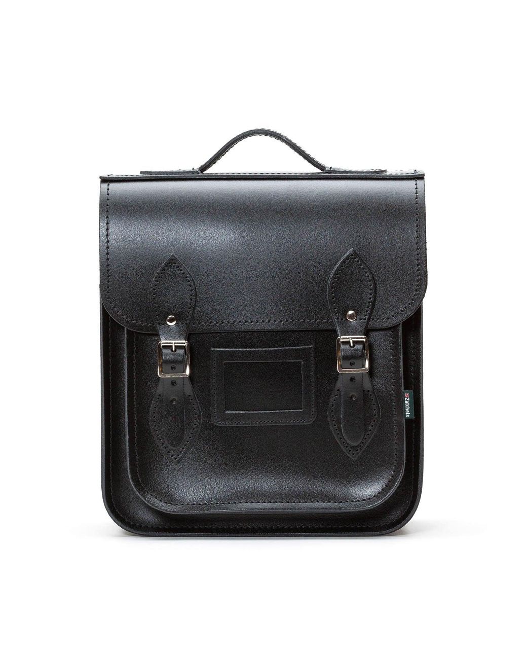 Zatchels Black Handmade Leather City Backpack