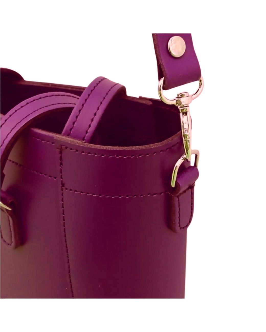 Zatchels Purple Leather Mini Twist Lock Shopper Bag