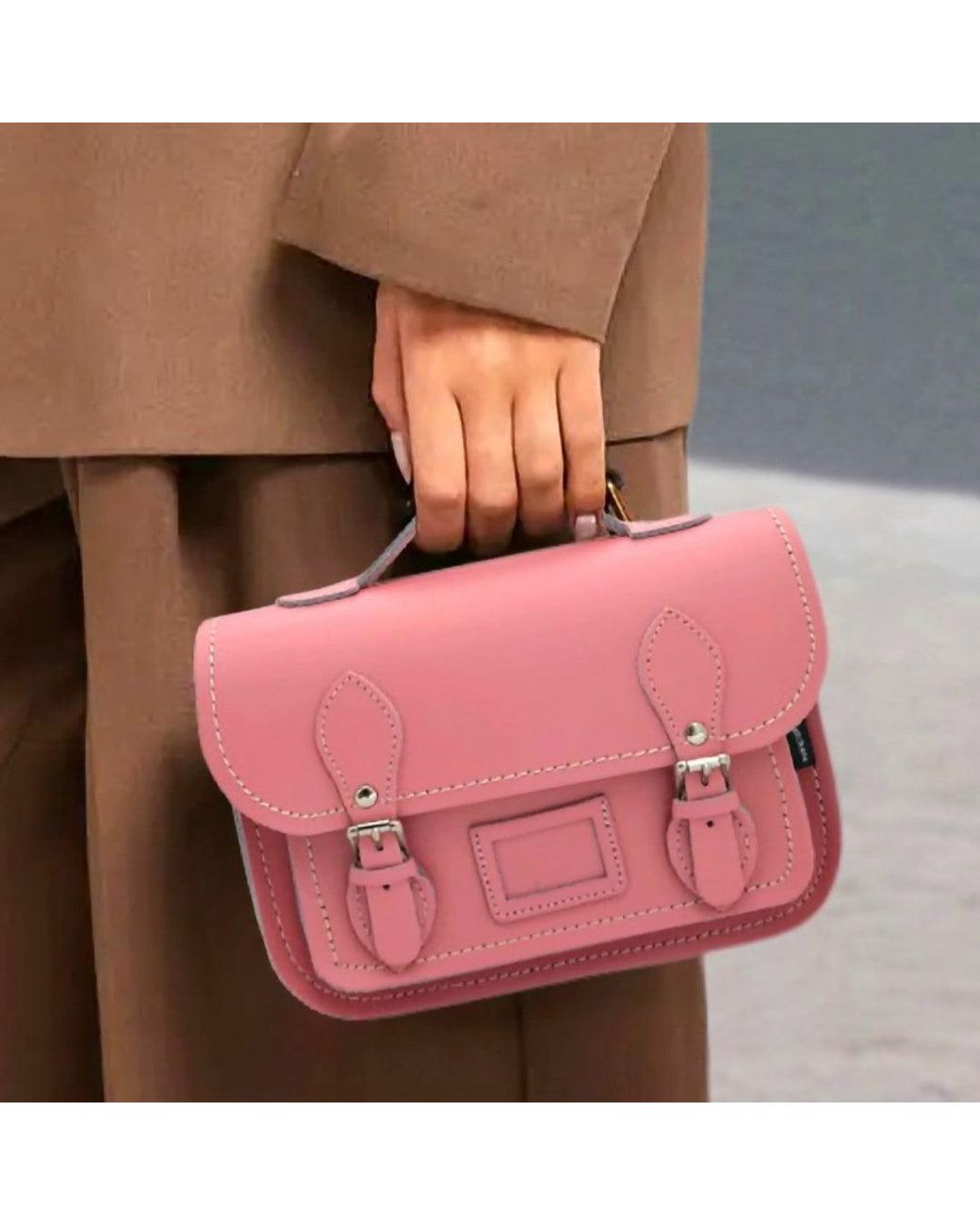 Zatchels Pink Leather Midi Satchel