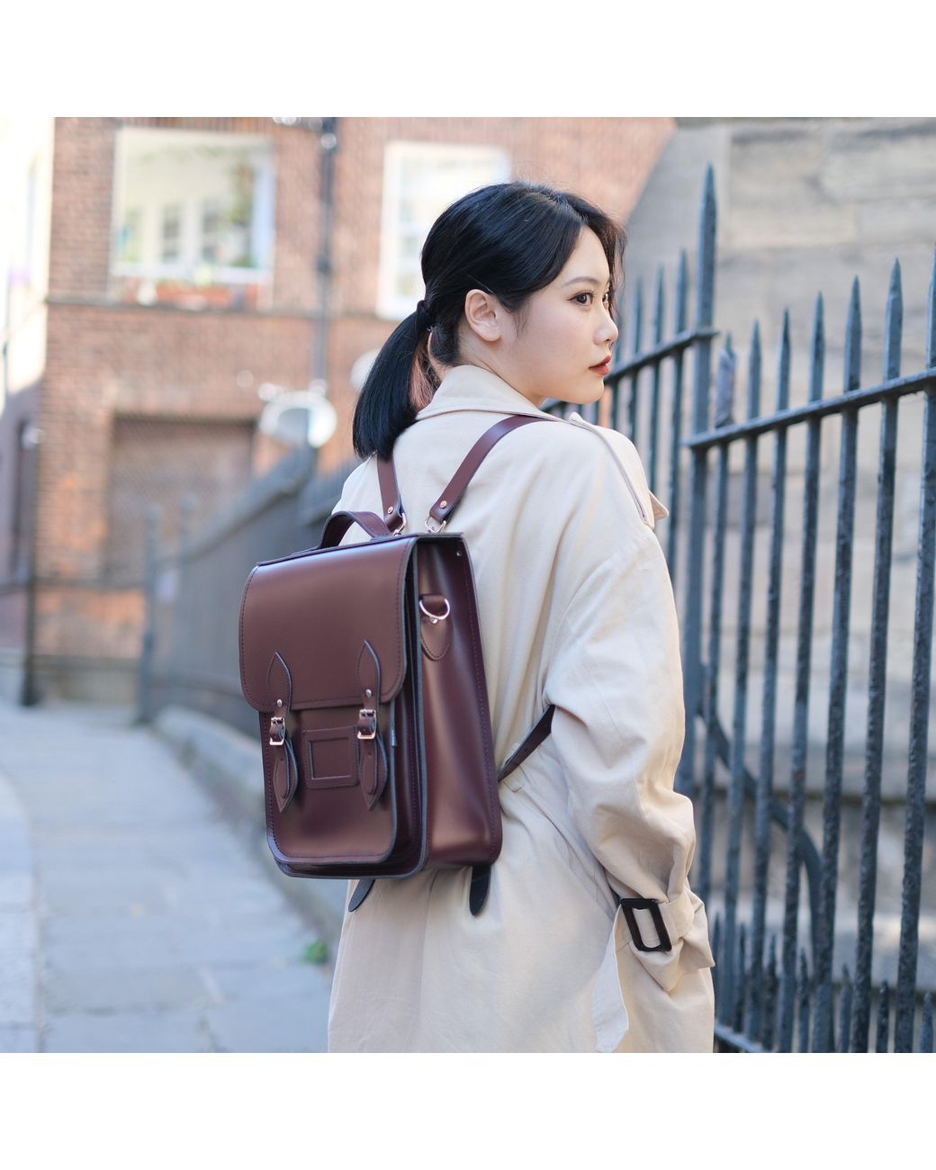 Zatchels Purple Handmade Leather City Backpack