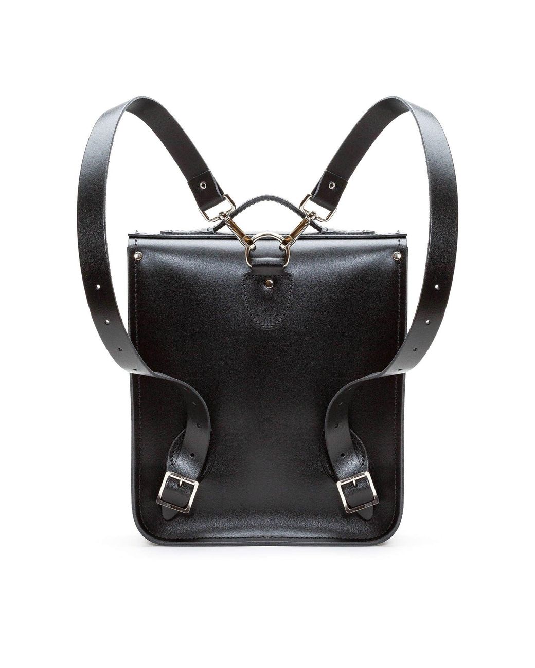 Zatchels Black Handmade Leather City Backpack