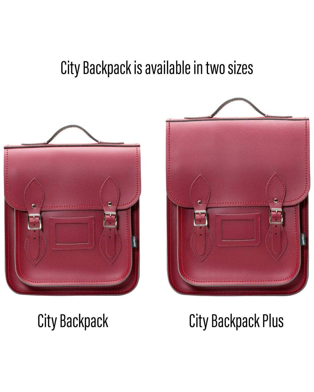 Zatchels Red Handmade Leather City Backpack