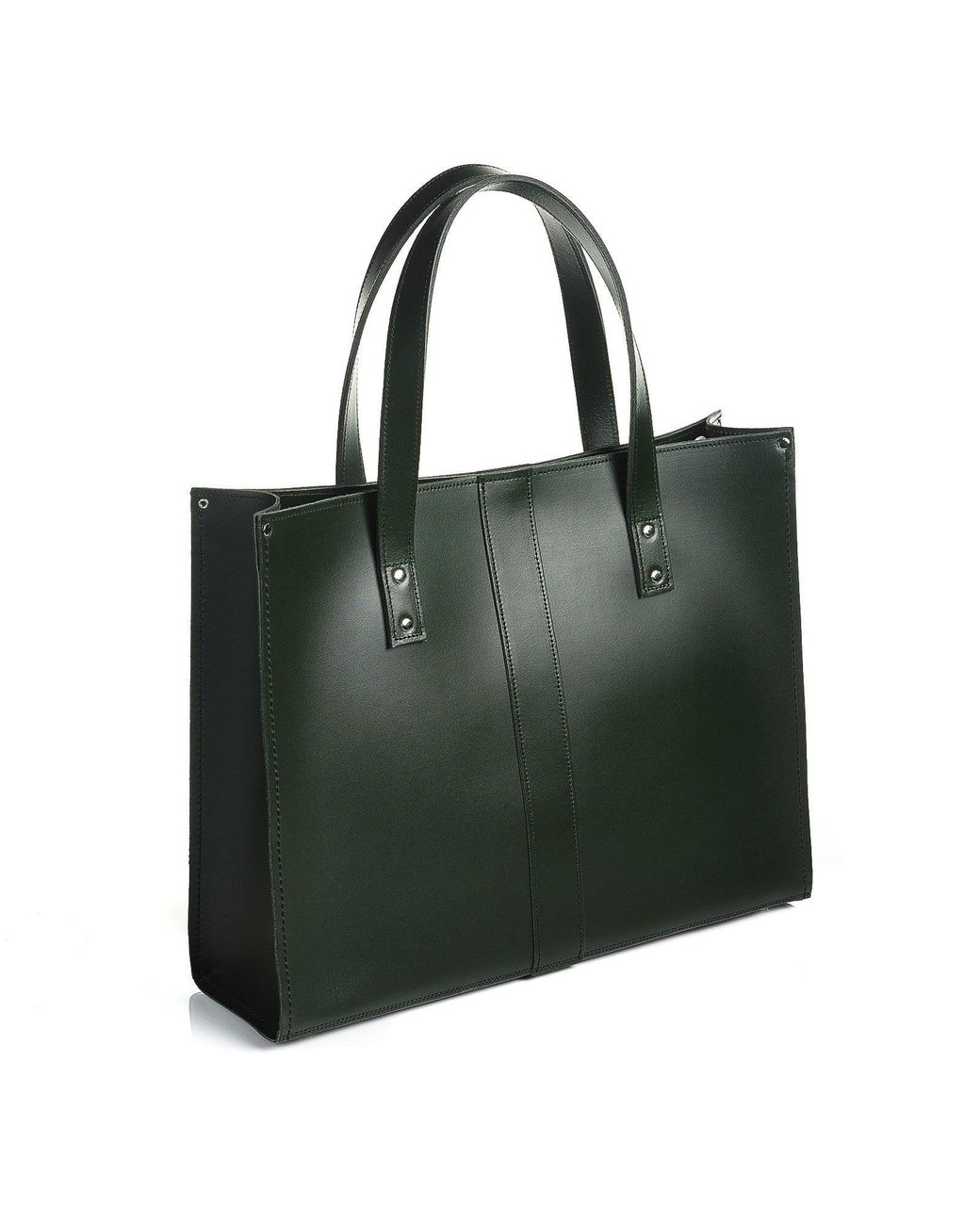 Zatchels Green Handmade Leather Shopper