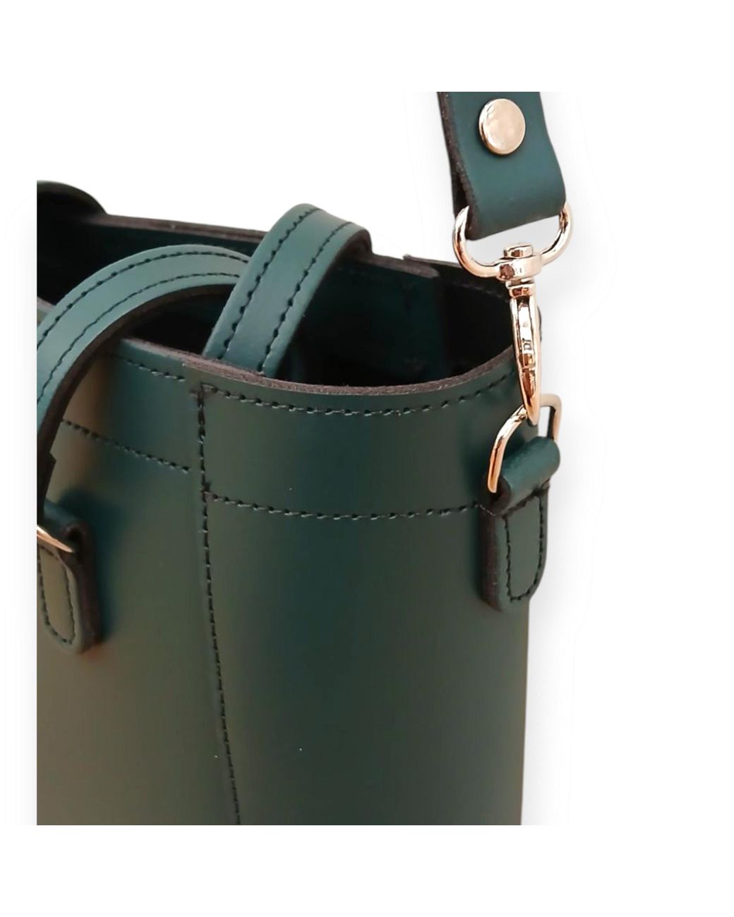Zatchels Green Leather Mini Twist Lock Shopper Bag