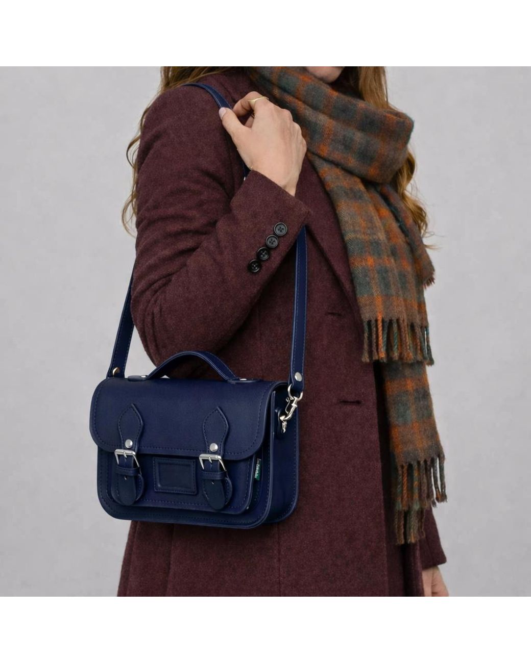 Zatchels Blue Leather Midi Satchel