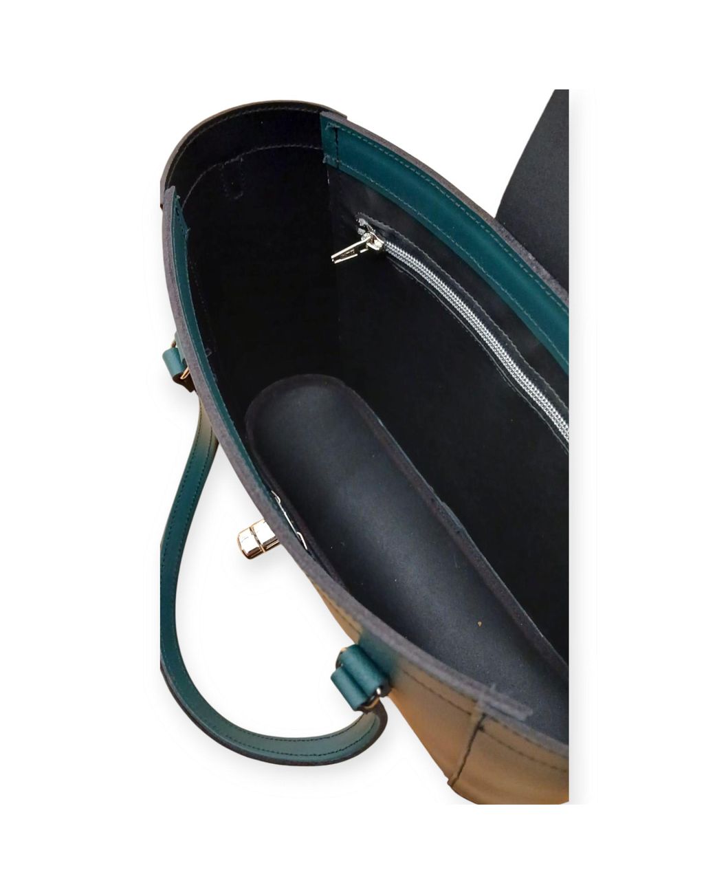 Zatchels Green Leather Mini Twist Lock Shopper Bag