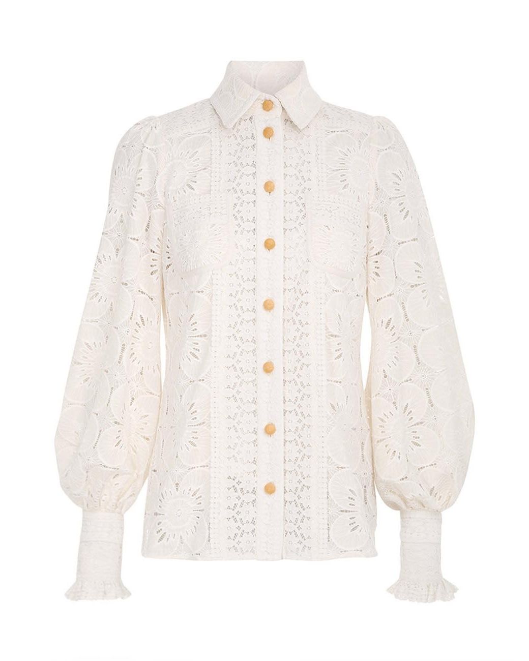 Zimmermann Prima Lace Detail Blouse in Natural | Lyst