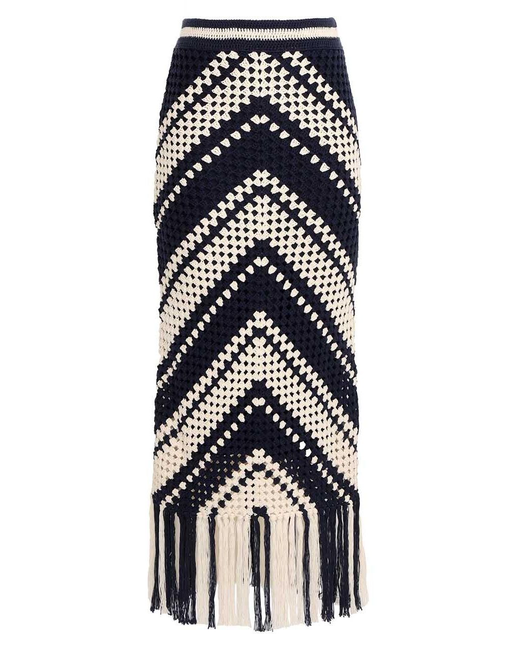 Zimmermann Chintz Crochet Fringed Skirt in White | Lyst