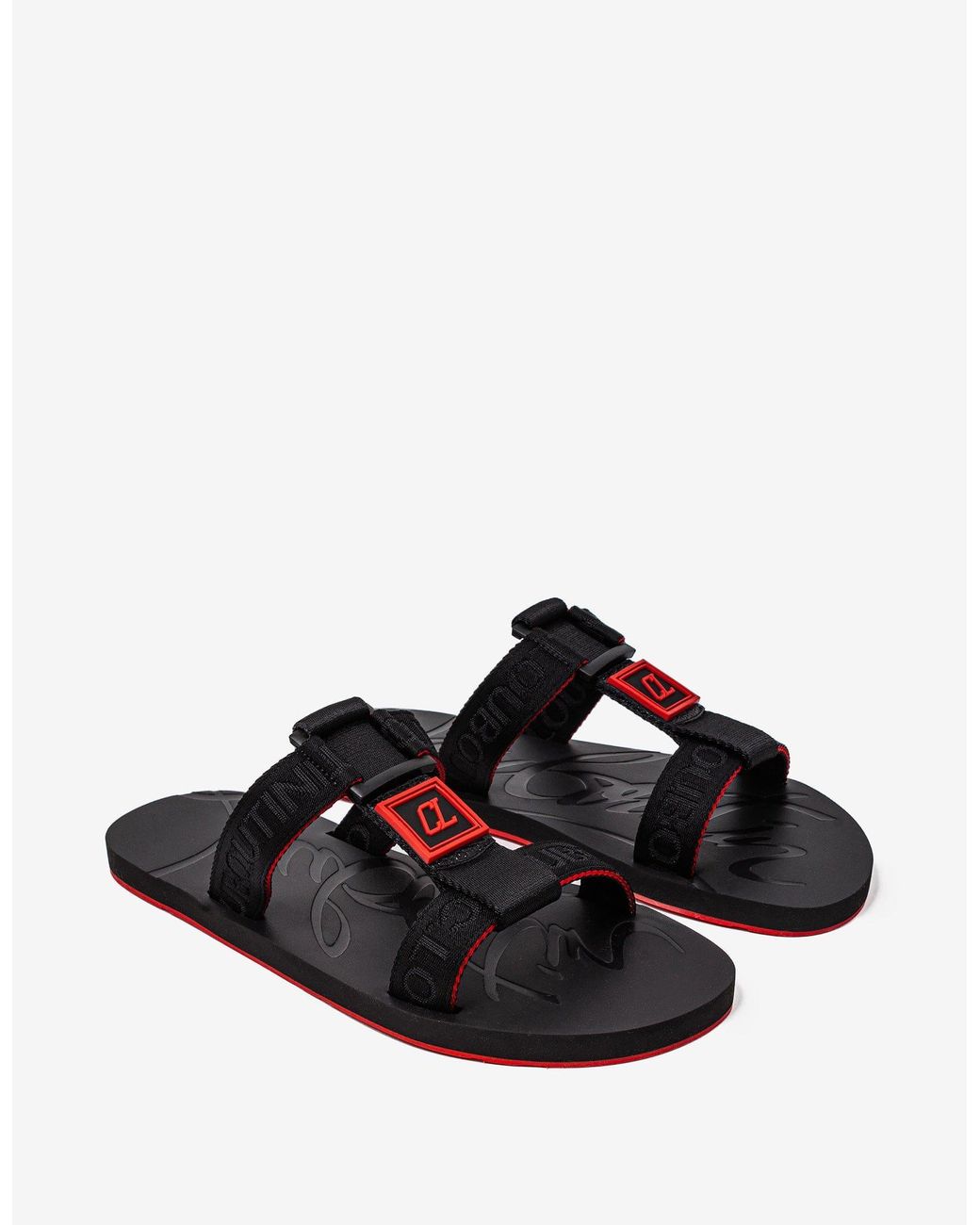 Christian Louboutin Surf Sandal in Black for Men slides and flip flops Leather sandals Mens Shoes Sandals Save 3% 