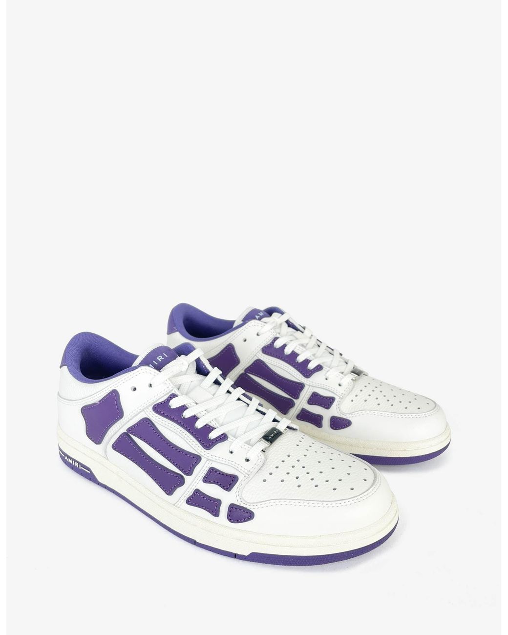 Amiri Leather Skel Top Low White & Purple Trainers for Men | Lyst