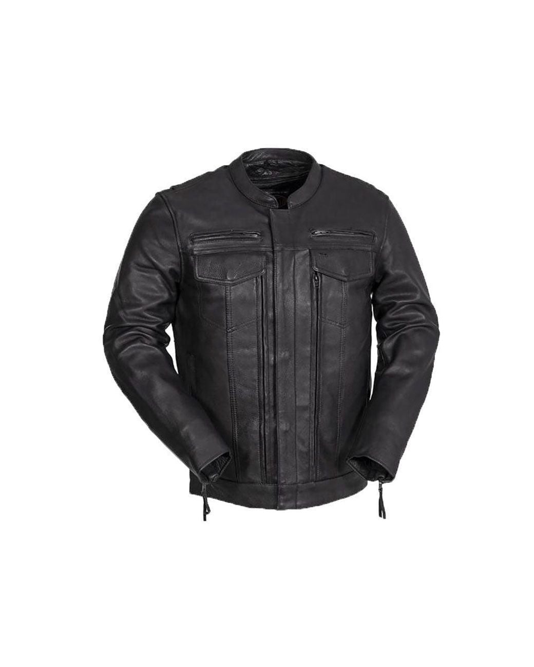 DODICI Gray Motorcycle Biker Cowhide Leather Jacket for men