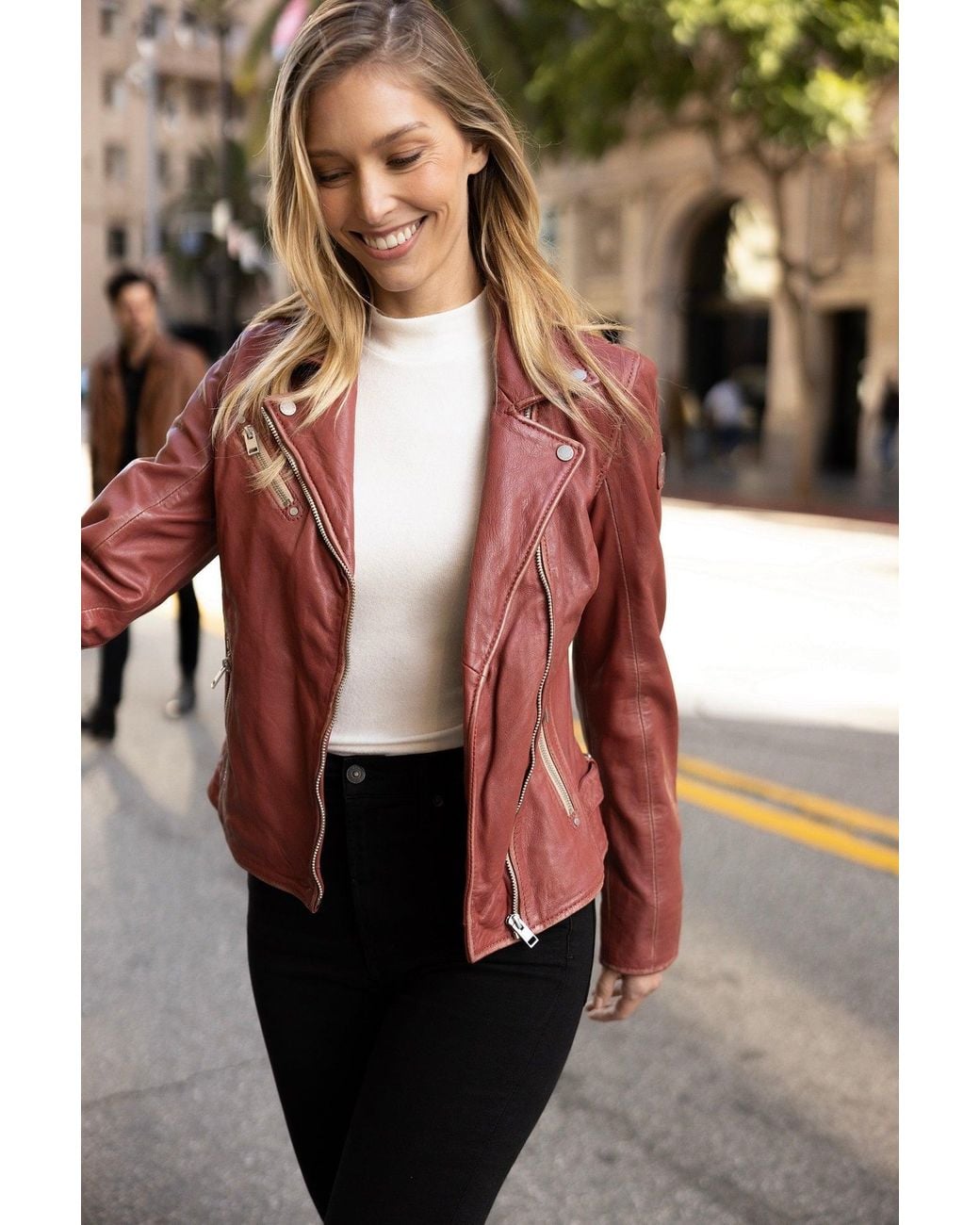 Mauritius Multicolor Sofia Rf Leather Jacket, Astro Dust