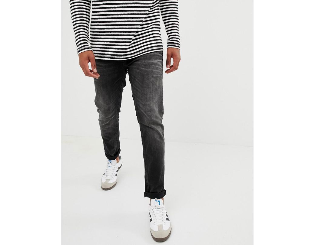 Mens Jack /& Jones Tim Slim Fit Stretch Jeans In Black Denim Blue Size 28-36
