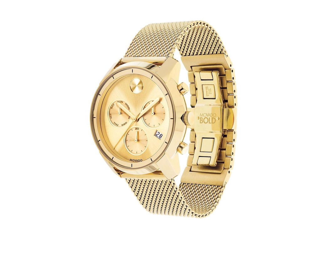 Movado Bold Chronograph Date Mesh Bracelet Watch In Metallic For
