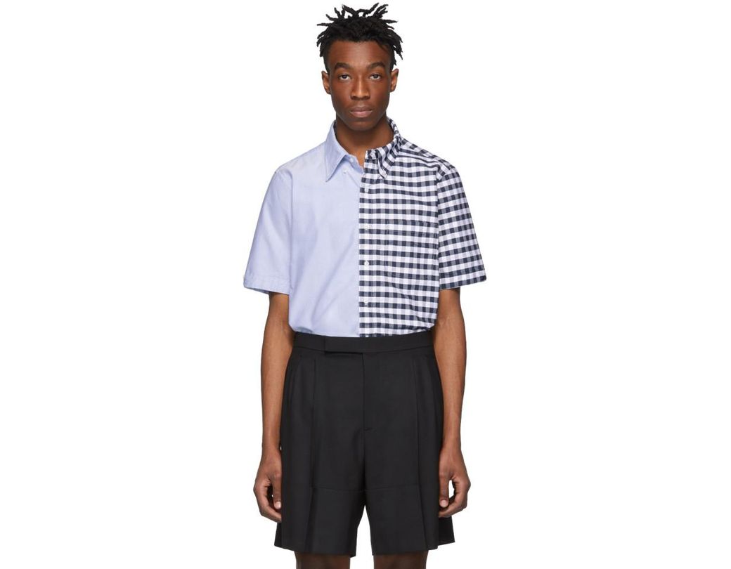 Lyst Thom Browne Navy Oxford Gingham Shirt In Blue For Men