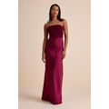 nyrah berry red satin pleated strapless maxi dress Nyrah Taupe Satin Pleated Strapless Maxi Dress