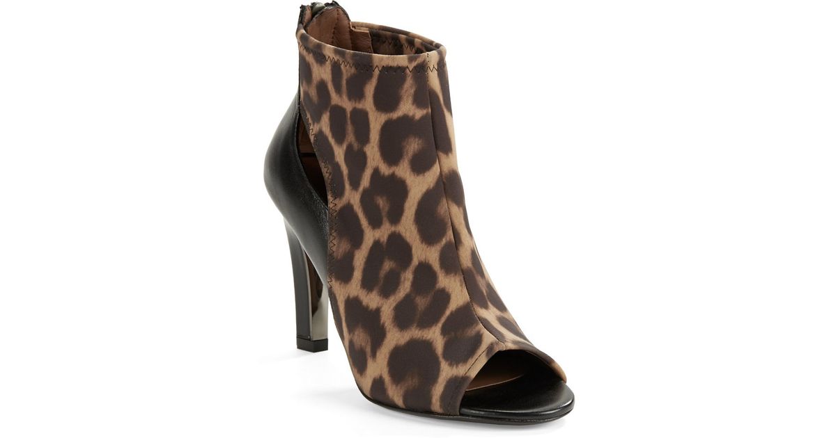 leopard print peep toe boots