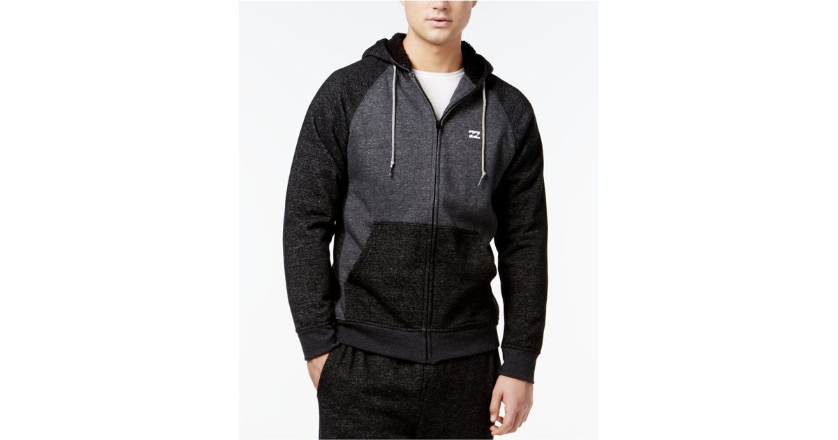 Billabong Cotton Balance Sherpa-lined Full-zip Hoodie in Dark Grey (Gray) for Men - Lyst