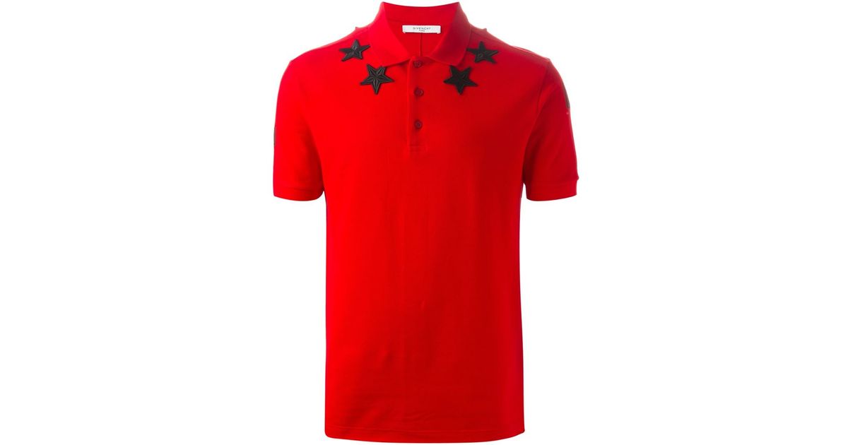 Givenchy Star Patch Polo Shirt in Red 