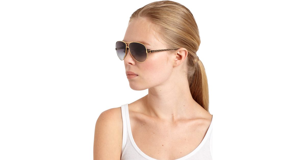 tory burch classic stripe aviator sunglasses
