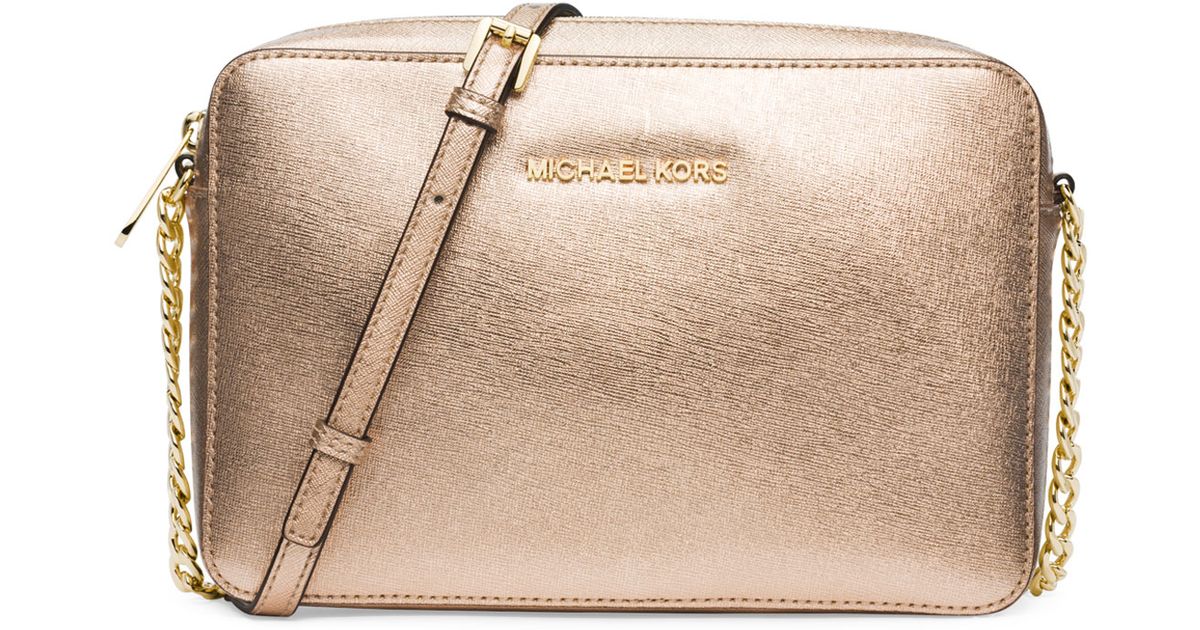 Lyst Michael Kors Jet Set Travel Large Crossbody Bag In Lyst Michael Kors Jet Set Travel Large Crossbody Bag In Metallic
