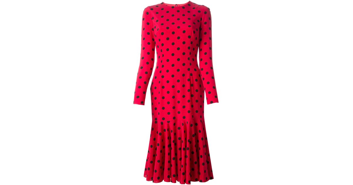 Dolce & Gabbana Polka Dot Dress in Red | Lyst
