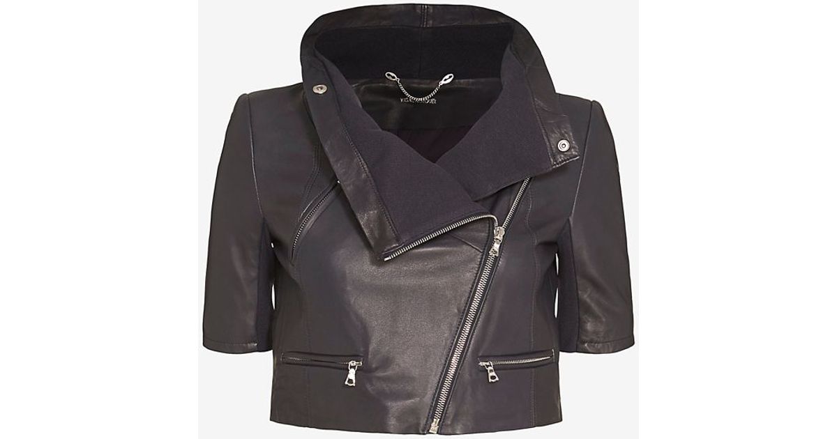 short sleeve leather jacket