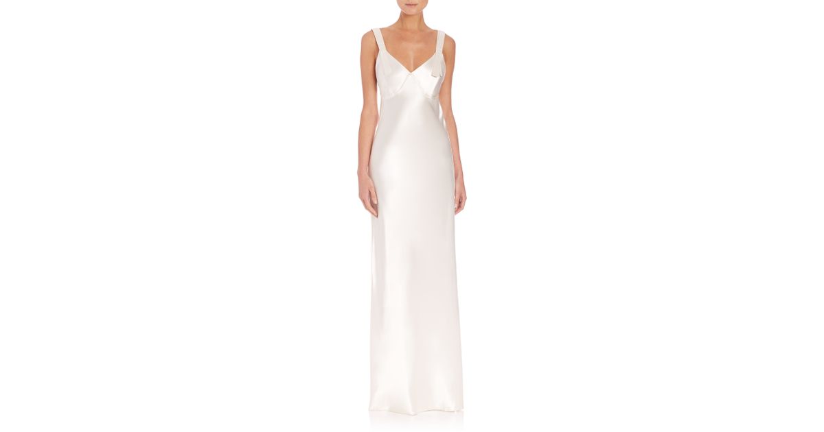calvin klein white slip dress
