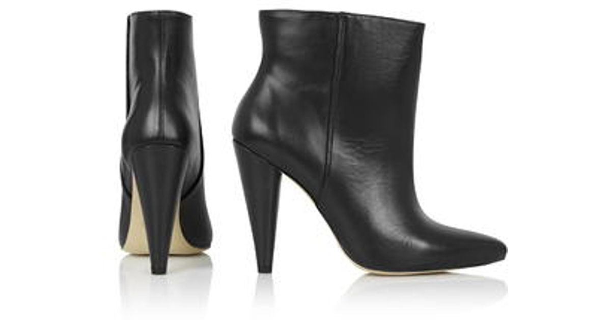 TOPSHOP Leather Hatter Cone Heel Boots 