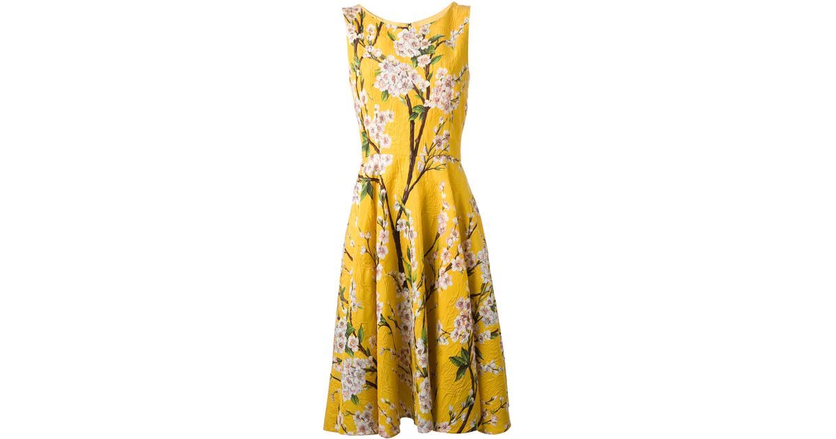 Dolce & Gabbana Floral Print Brocade Dress in Yellow & Orange (Yellow ...