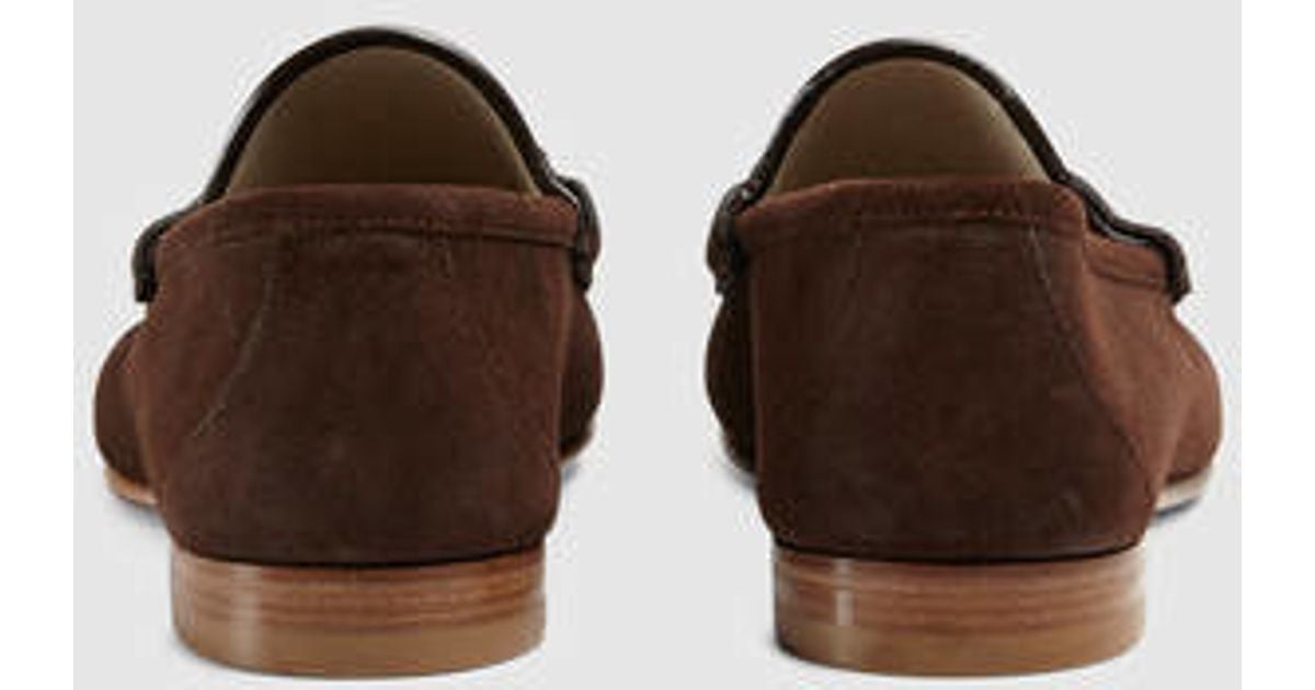 gucci brown suede horsebit loafer