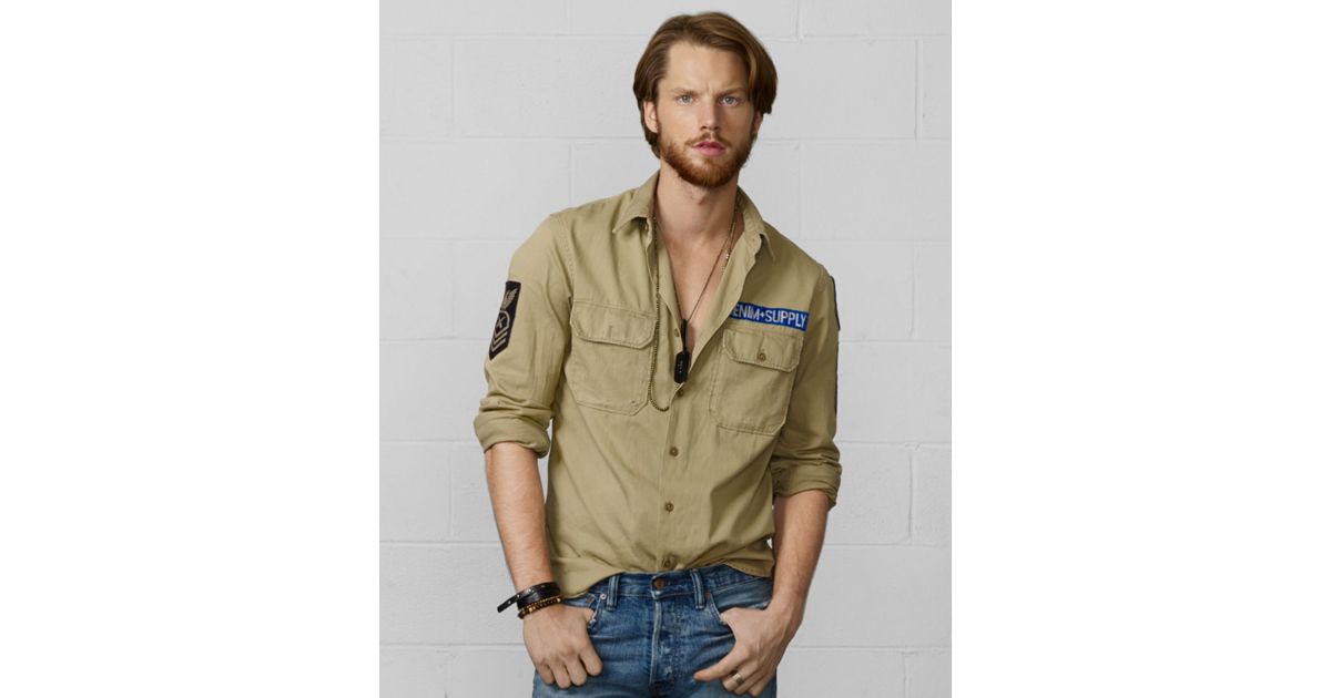 Denim & Supply Ralph Lauren Twill Military Shirt in Natural for Men | Lyst