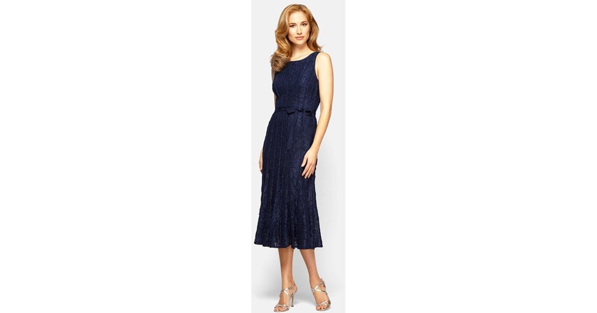 Alex Evenings Glitter Lace ALine Midi Dress in Blue Lyst
