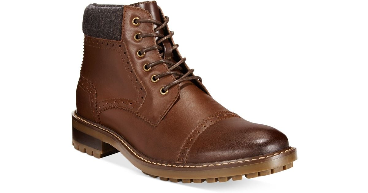 Alfani Grant Cap Toe Boots, Only At Macy&#39;s in Brown for Men - Save 25% | Lyst