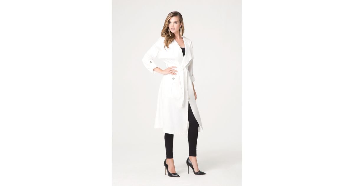 Bebe Silk Duster Coat in White Lyst