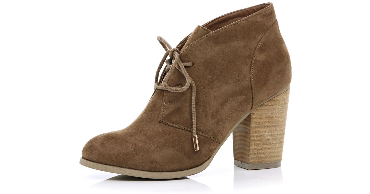 Light Brown Block Heel Desert Boots - Lyst