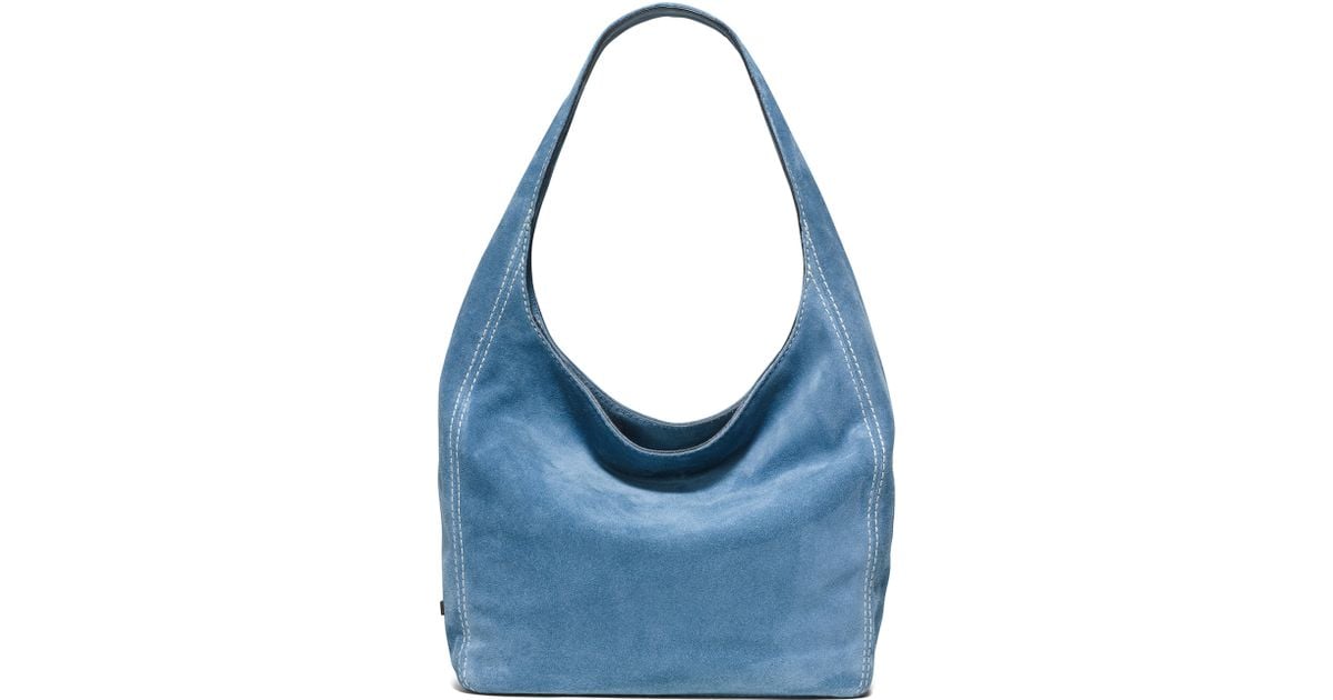 blue suede purse