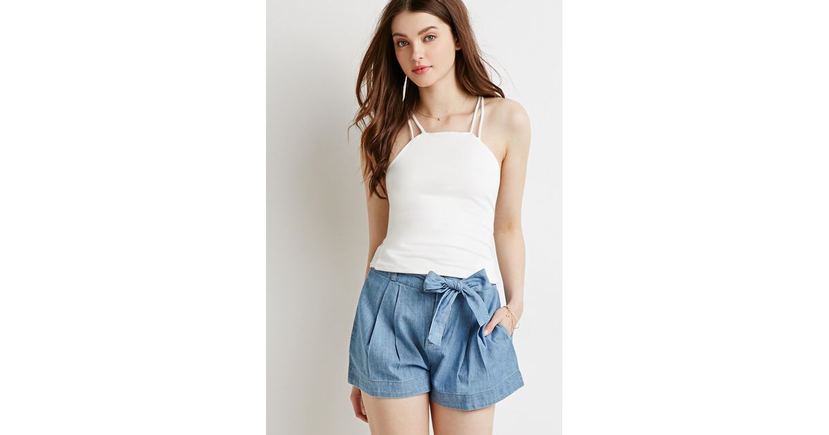 jean paperbag shorts