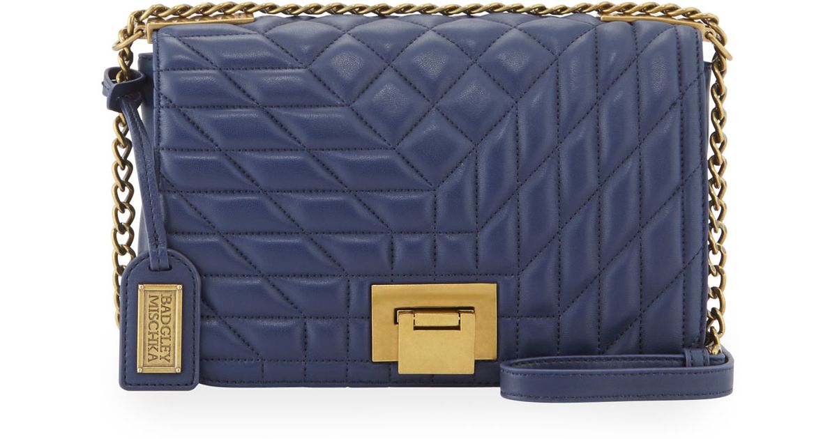 Lyst Badgley Mischka Cie Quilted Leather Crossbody Bag In Blue