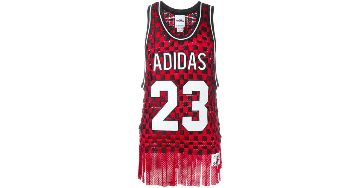 Jeremy Scott Adidas X Woven Basketball Jersey in Red for Men | Lyst