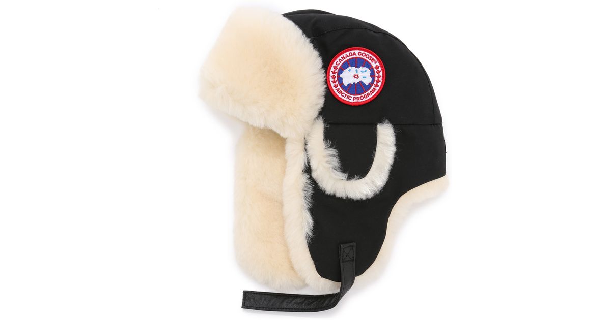 canada goose suede shearling pilot hat
