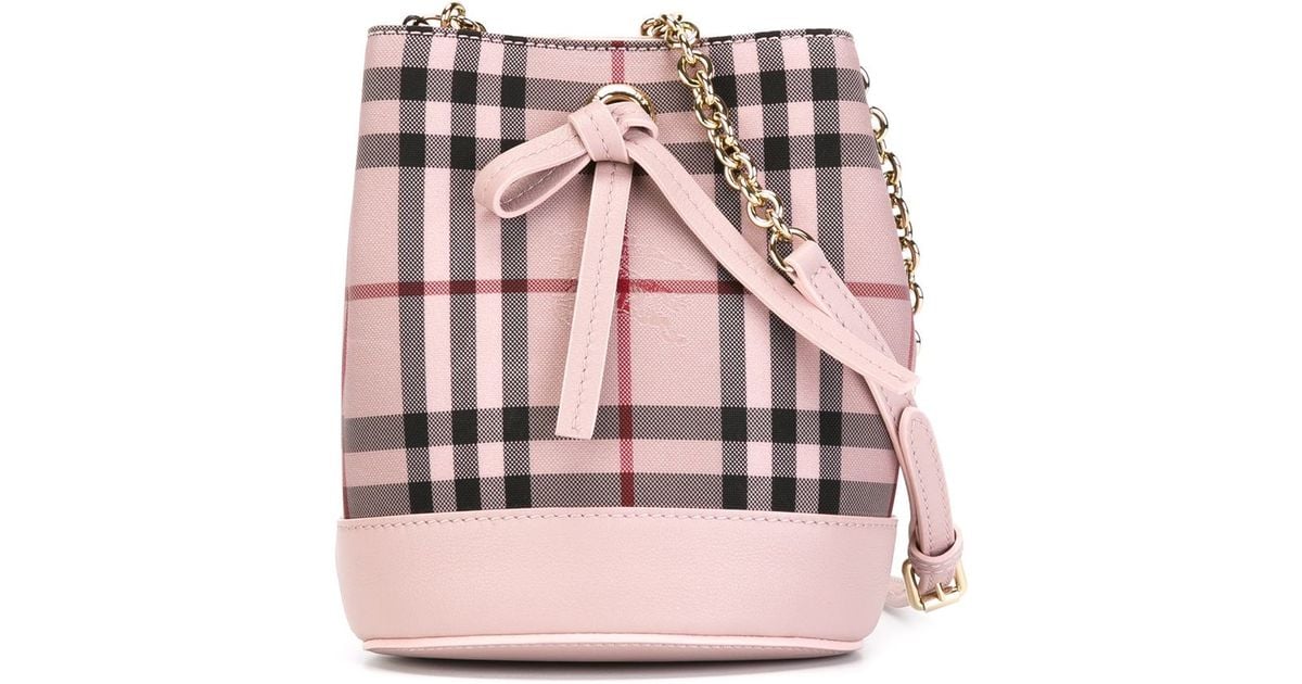 Burberry Small Check Bucket Bag in Natural