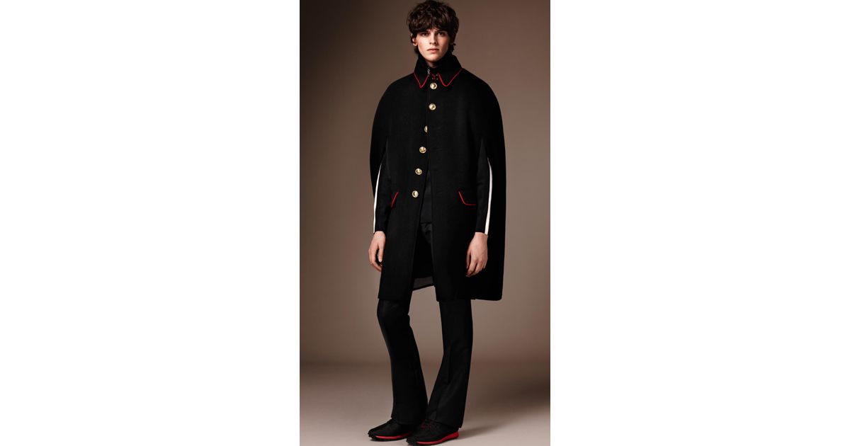 Burberry Wool Cashmere Military Cape in Black for Men | Lyst