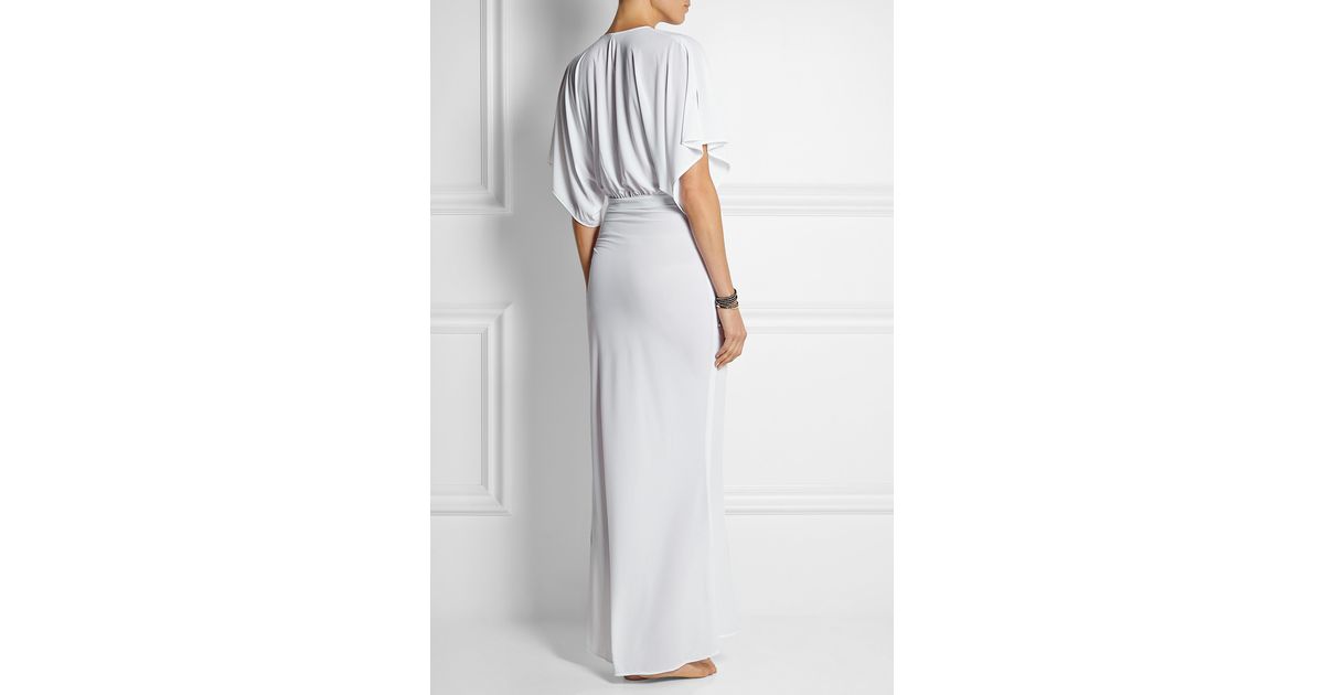 Norma Kamali Obie Stretch-Jersey Maxi Dress in White - Lyst