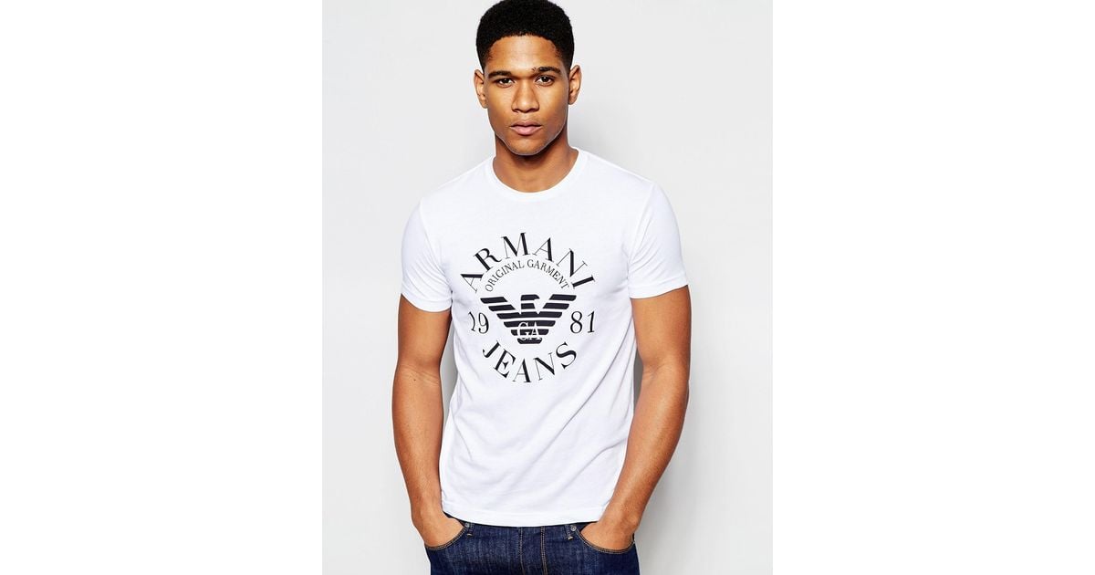 Armani Jeans Rmani Jeans T-shirt With Eagle Logo In Slim Fit in White for  Men | Lyst Canada