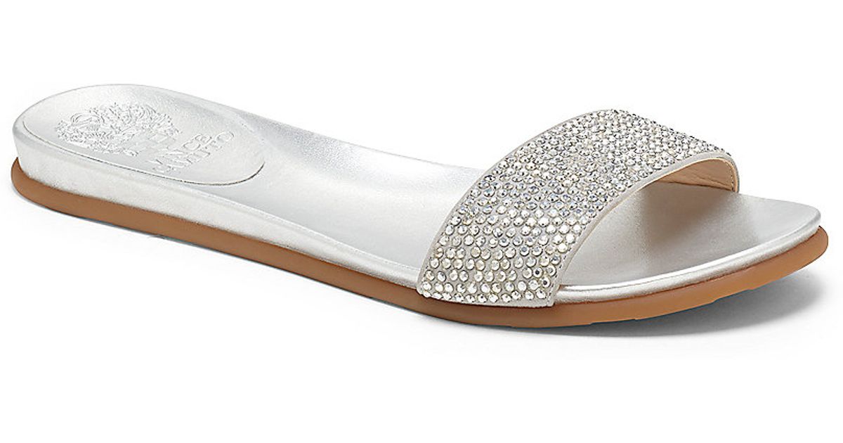vince camuto silver flat sandals
