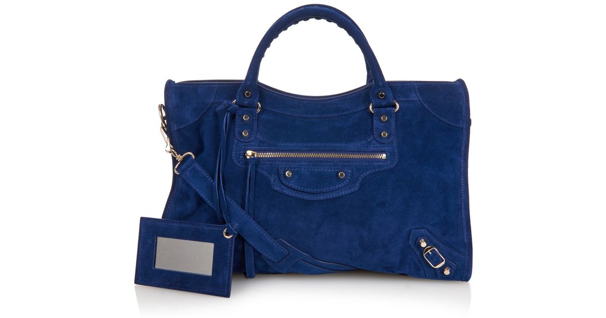 Lyst Balenciaga Classic City Suede Tote In Blue