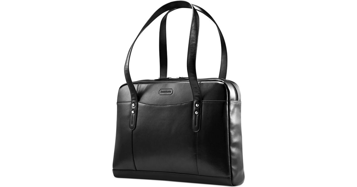 Lyst - Samsonite Leather Womens Leather Slim Laptop Briefcase in ...