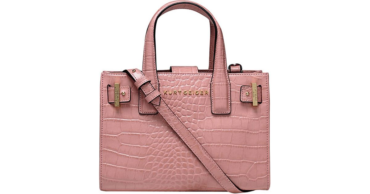 kurt geiger london violet croc embossed leather tote