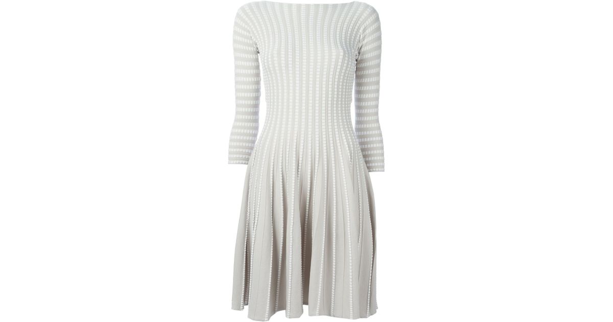 Emporio Armani Pleated Knit Dress in Gray | Lyst